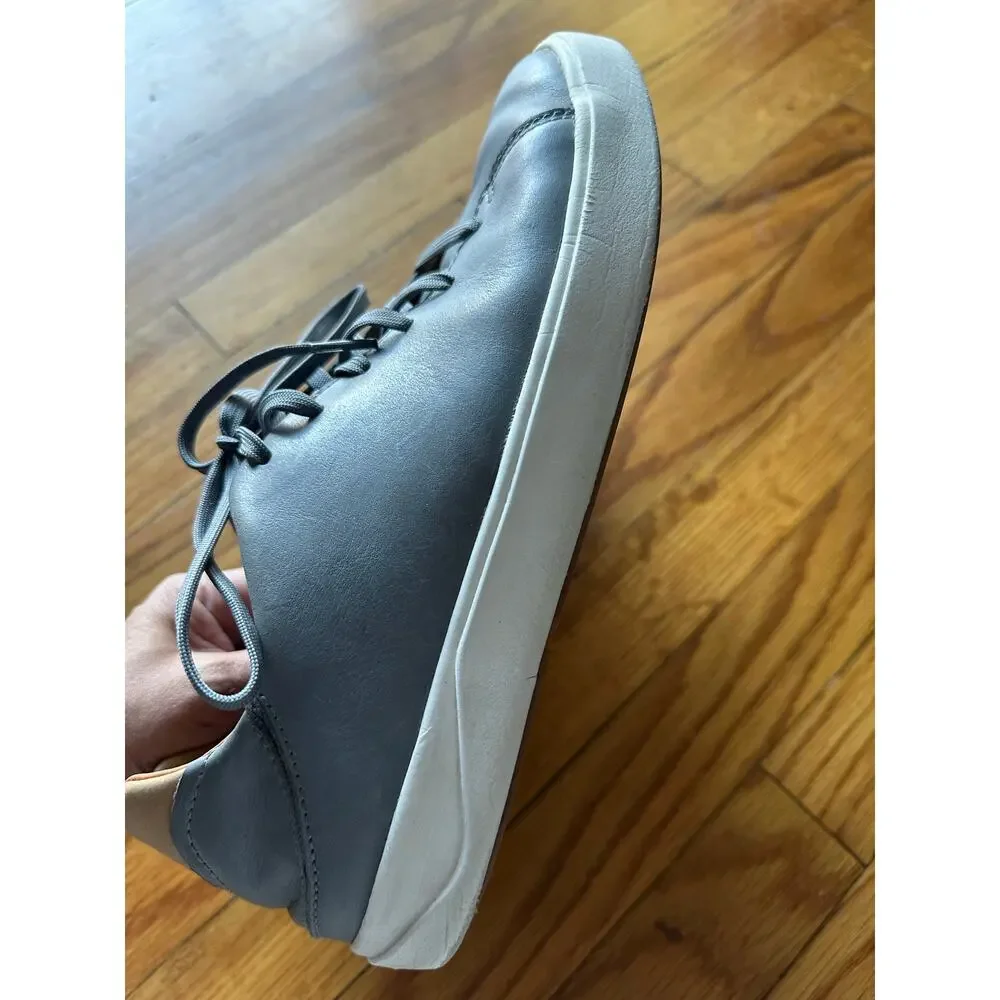 OluKai Men’s Lae‘Ahi Li ‘Ili Leather Sneakers Stone/Gray Size 9